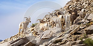 Bighorn sheep on mountain side