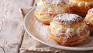 Bigne stuffed with pastry cream