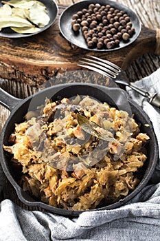 Bigos, a traditional Polish dish with cabbage