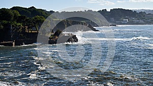 Bigs waves in Santa Cruz beach in Santa Cruz Galicia, Spain