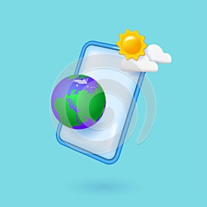 Smartphone screen with Planet Earth