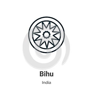 Bihu outline vector icon. Thin line black bihu icon, flat vector simple element illustration from editable india concept isolated