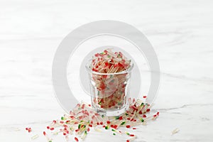 Biji Delima Sekoteng Pacar Cina, Dried Sago Pearl Topping for Traditional Dessert in Indonesia