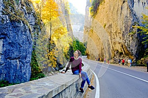 Bikaz gorge nature landscape at Romania is very beautiful at autumn when trees and stones are around roads you drive.