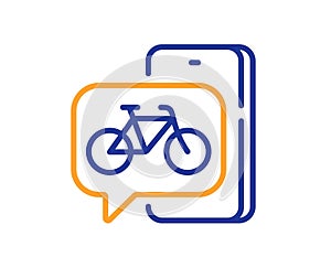 Bike app line icon. City bicycle transport sign. Vector