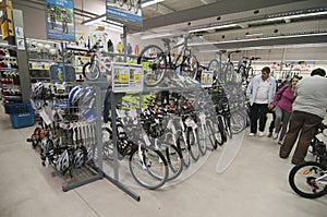 Bike area in Decathlon store