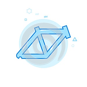 Bike or Bicycle Frame Flat Vector Icon, Symbol, Pictogram, Sign. Blue Monochrome Design. Editable Stroke