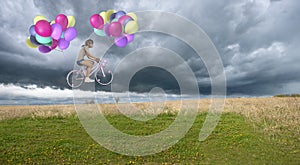 Bike, Bicycle, Fun, Imagination, Balloons