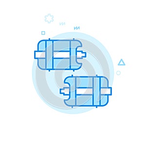 Bike or Bicycle Pedals with Spikes Flat Vector Icon, Symbol, Pictogram, Sign. Blue Monochrome Design. Editable Stroke