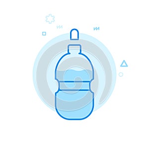 Bike or Bicycle Water Bottle Flat Vector Icon, Symbol, Pictogram, Sign. Blue Monochrome Design. Editable Stroke