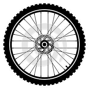 Bike Bicycle wheel tire vector icon. Wheel Logo symbol Template Design. Motor Bike rubber. Mountain tyre. Valve. Fitness cycle.