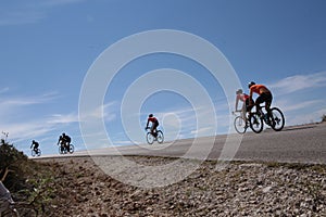 Bike bikers race in mitsikeli village uphill road