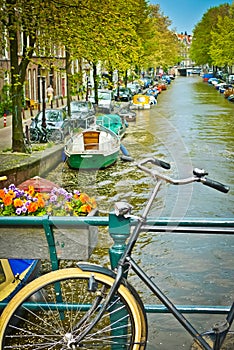 Bike on a Bridge in Amsterdam