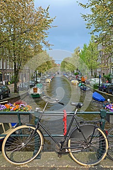 Bike on a bridge in Amsterdam