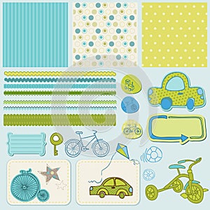Bike and Car Design elements for scrapbook