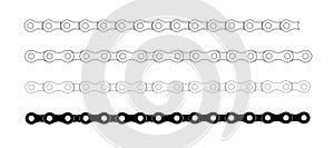 Bike chain. Bicycle Cartoon silhouette for bike chain on bicycle. Cycling line pattern. Motorcycle chain symbol. Chain