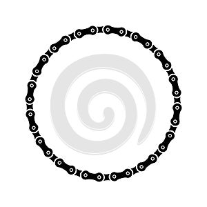 Bike chain circle frame on a white background.