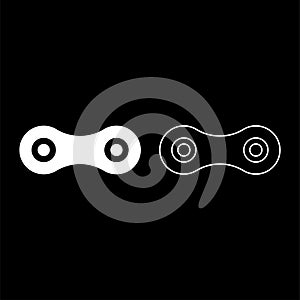 Bike chain link roller bicycle repair spare part motorcycle set icon white color vector illustration image solid fill outline