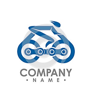 Bike and chain outline vector illustration. Bike race icon isolated. Bike rescuer logo symbol. Bike logo for bicycle design