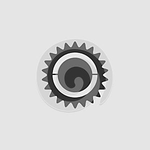 Bike chainring, chainwheel icon flat