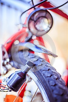 Bike in the city: Close up picture of the dynamo
