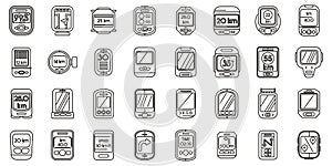 Bike computer icons set outline vector. Road digital sports