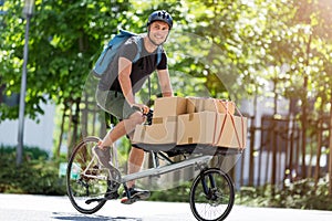 Bike courier making a delivery