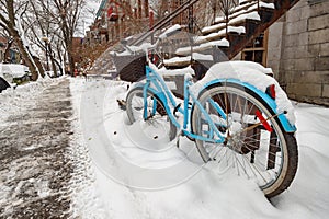 Bike covered with fresh snow