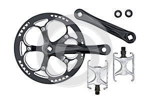 Bike crankset chainring and pedals set