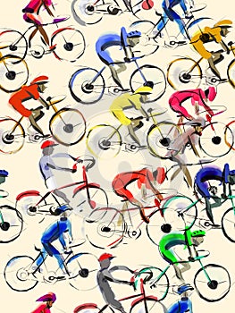 Bike cycling rice seamless background