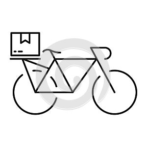 Bike Delivery Service Line Icon. Bicycle Shipping Pictogram. Fast Parcel Shipment, Express Postal Transportation Symbol