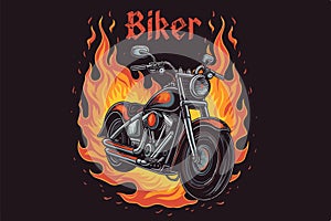 Bike on fire vector vintage illustration