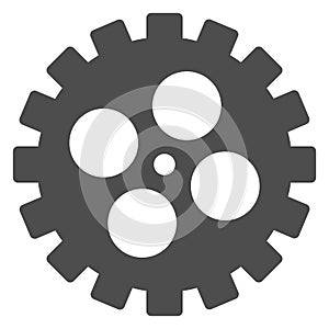 Bike gear solid icon, bicycle details concept, Bicycle crank sign on white background, Bicycle gear icon in glyph style