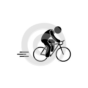 bike icon cyclist rides at high speed sport pictogram isolated human