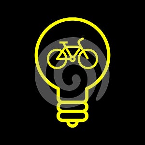 Bike icon in light bulb. E-bike idea logo