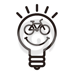 Bike icon in light bulb. E-bike idea logo