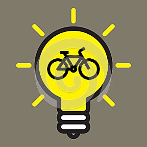 Bike icon in light bulb. E-bike idea logo