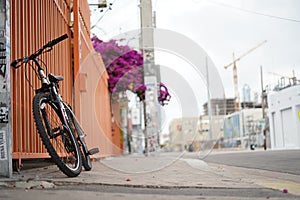 Bike isolated on the street with no people around