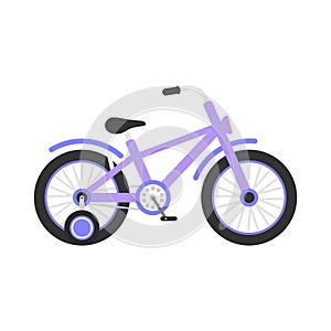 Bike kids icon. Bicycle violet symbol. Purple child bike sign.