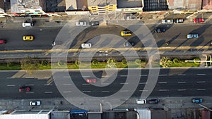 Bike lane and highway together in Lima - Peru, taken with a drone. photo