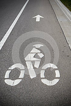 Bike lane marker on roadway