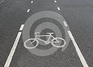 Bike lane. Road sign Bicycle on road. Bike path.