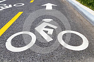 Bike lane safety symbol painted on the street in New York City