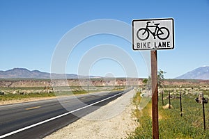 Bike Lane Sign On Side Of Road