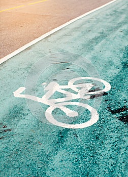 Bike lane sign on a street