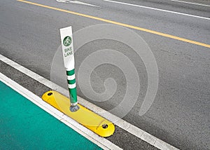 Bike lane sign traffic for bicycles in the city