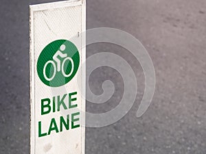 Bike lane sign traffic for bicycles in the city
