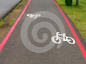 Bike Lane signs on streets ground in Brazil