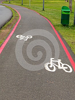 Bike Lane signs on streets ground in Brazil