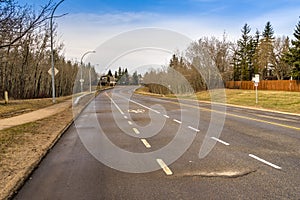 Bike line on the city residential road